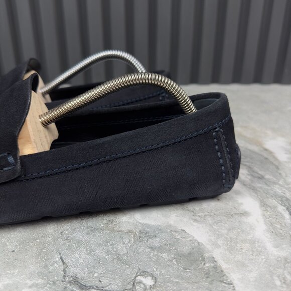 Louis Vuitton Shade Damier Embossed Driving Moccasin Blue Suede 8 LV 9 US 42 EUR - Picture 5 of 17